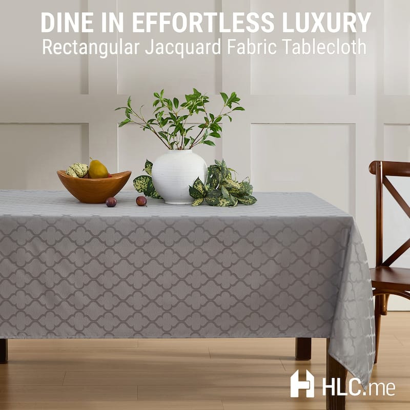 HLC.me Modena Lattice Fabric Tablecloth, Jacquard Fabric Table Cloth for Round Rectangle Table Advanced Water & Fade Resistance