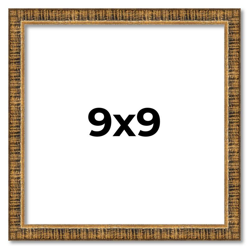 9x9 Frame Gold Solid Wood Picture Frame Includes UV Acrylic