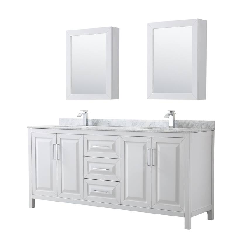 Daria 80-inch Double Vanity, Marble Top, Medicine Cabinets