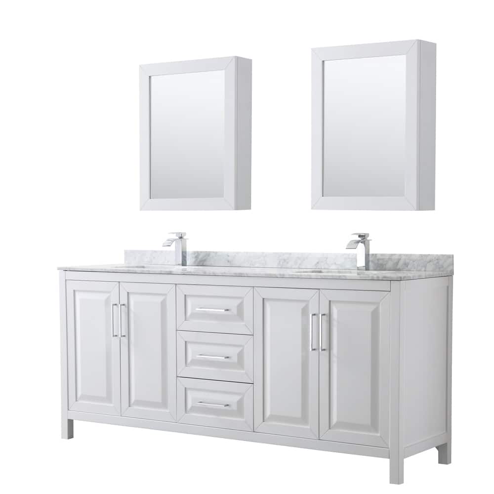 Daria 80-inch Double Vanity, Marble Top, Medicine Cabinets