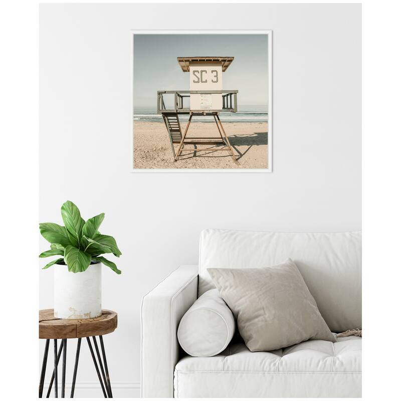 Kate and Laurel Sylvie SC3 Lifeguard Tower Framed Canvas by Alicia Bock