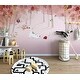 Pink Forest Cartoon Dog and Owl Removable Textile Wallpaper - On Sale ...