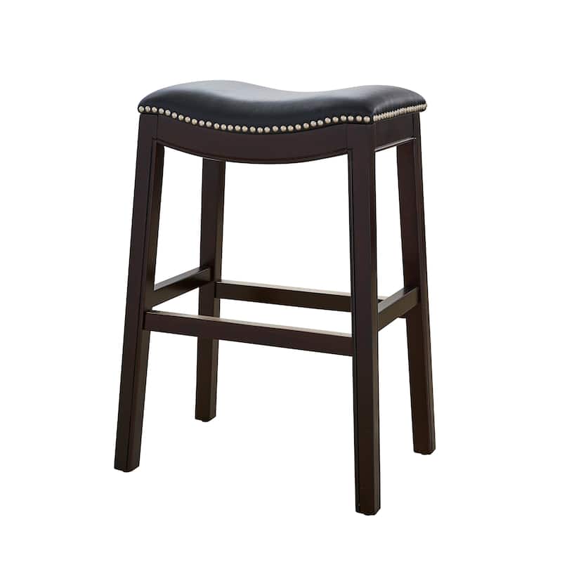 Julian 26" Counter Height Espresso Bar Stool with Black Faux Leather Seat