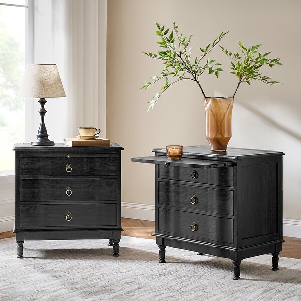 HULALA HOME Becky Coastal Traditional 26''W 3-Drawer Curved End