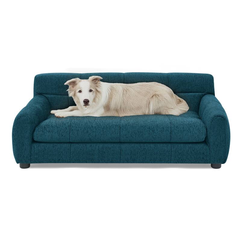 Roomfitters Soft Pet Sofa with Backrest and Armrests, Modern Rectangular Dog Couch for Small and Medium Dogs