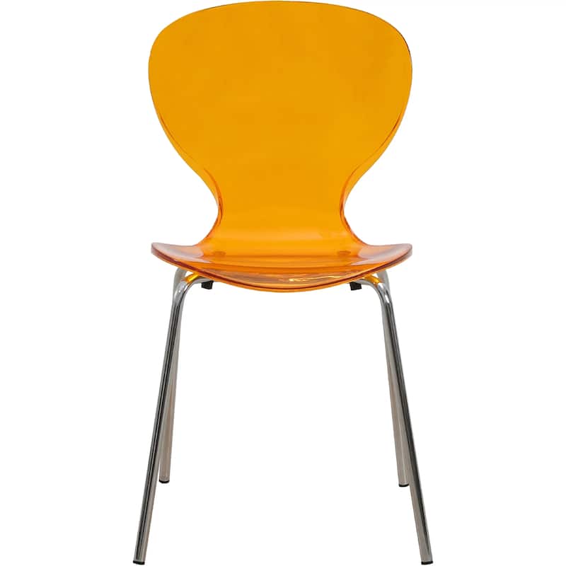 Oyster Modern Ergonomic Transparent Stackable Dining Side Chair with X Shaped Frame Rounded Seat Edge for Indoor Outdoor Use