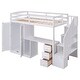 preview thumbnail 8 of 7, Multifunctional Twin Loft Bed with Desk, Wardrobe, and Storage Stairs - White