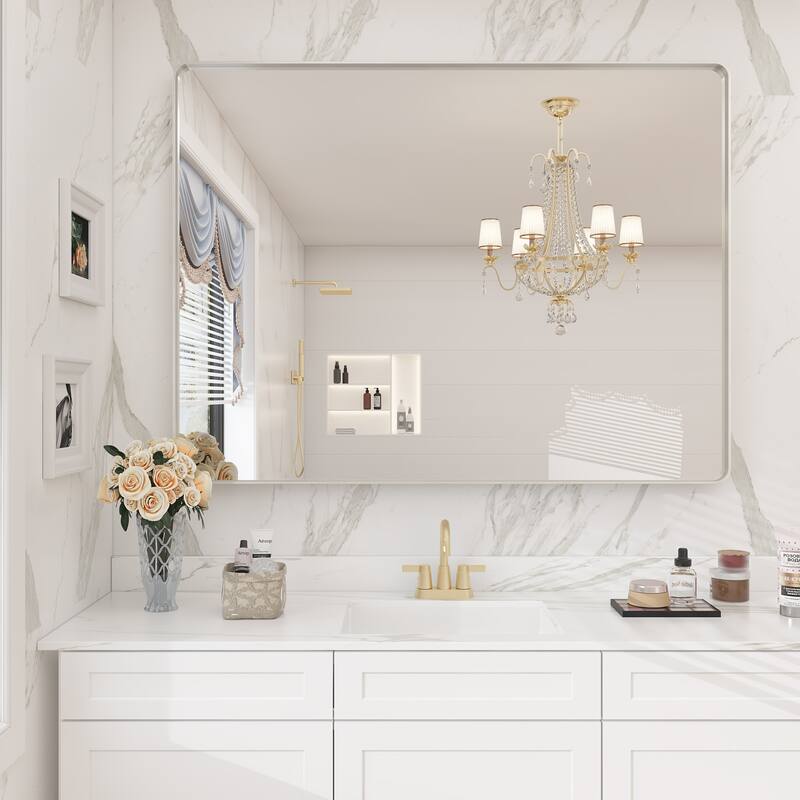 Modern Metal Frame Wall Mounted Bathroom Vanity Mirror