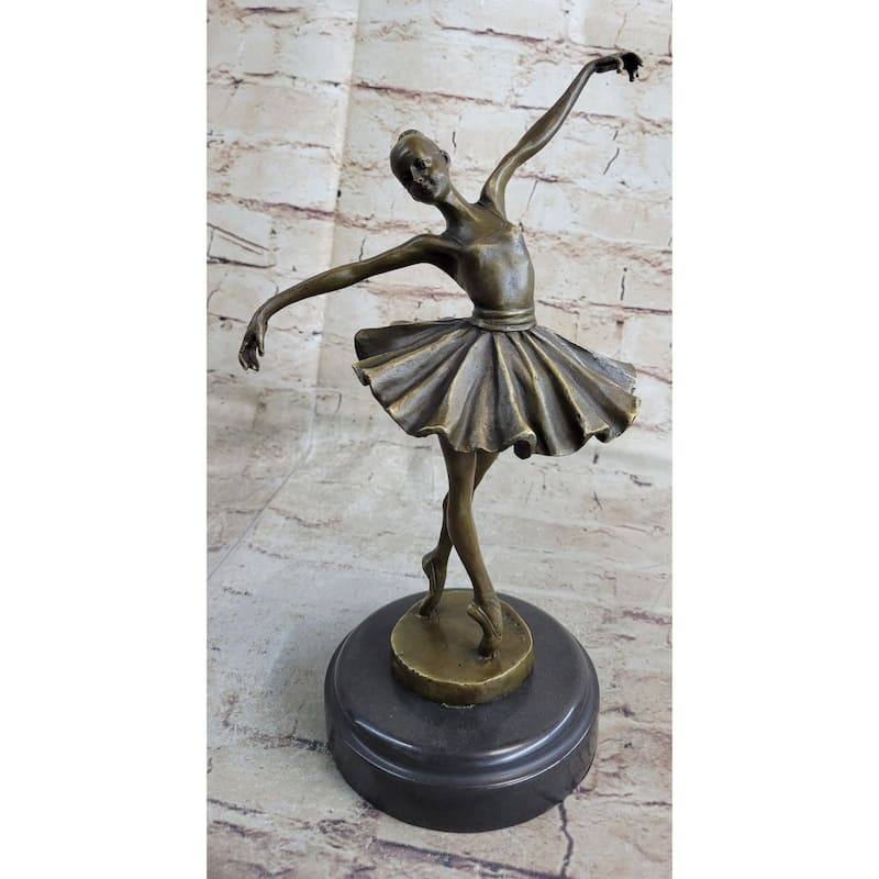 12 Inches Tall Lady Ballerina Ballet Bronze Sculpture Statue Art Nouveau Black Swan Nr
