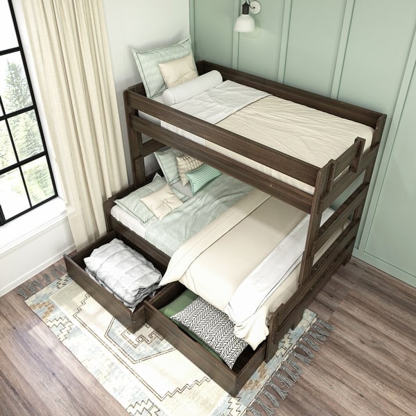Max and Lily Farmhouse Twin over Full Bunk Bed with Storage Drawers