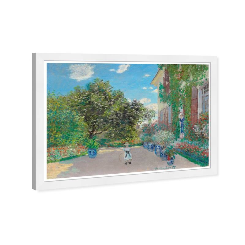 Wynwood Studio Prints Floral and Botanical Monet -The Artist s House at Argenteuil Green and Traditional Wall Art Canvas Print