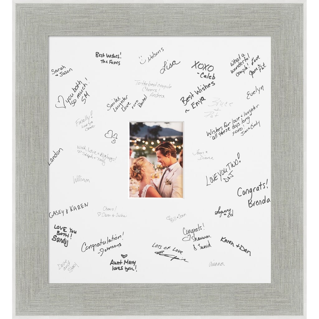 Glam Signature Mat Picture Frame - Autograph Photo Frame Guest Book Alternative for Weddings, Graduations, or Retirement