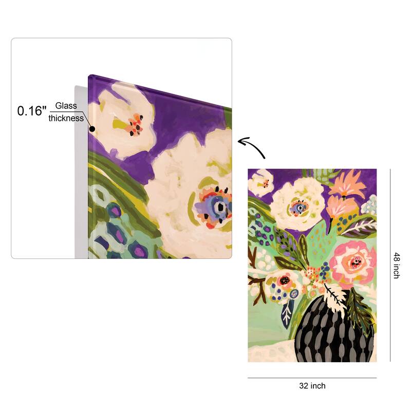Empire Art"Fresh Flowers in Vase I" Frameless Tempered Glass Wall Art