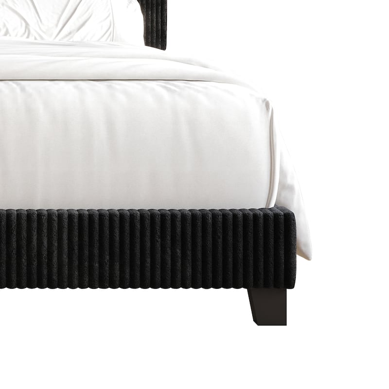 CraftPorch Corduroy Elegant and Chic Velvet Upholstered Bed