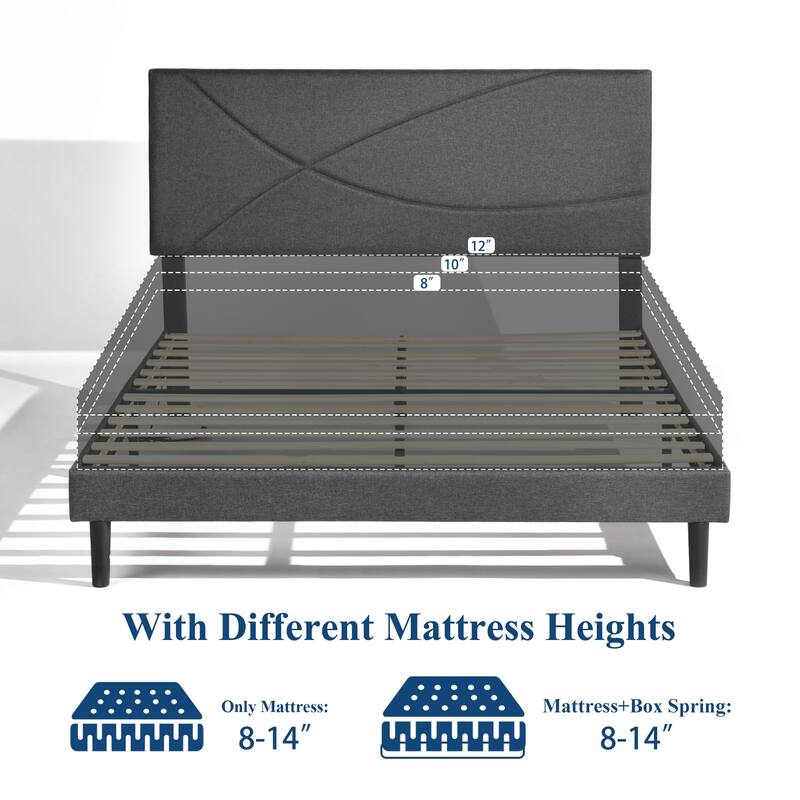 Homy Casa Platform Bed with LED Headboard & Charging Ports