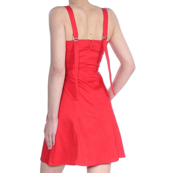 red fit and flare cocktail dress