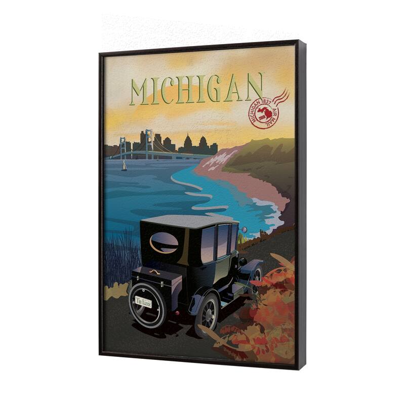Michigan Go USA by Mercana Studio a Hand Embellished Framed Art Print Series