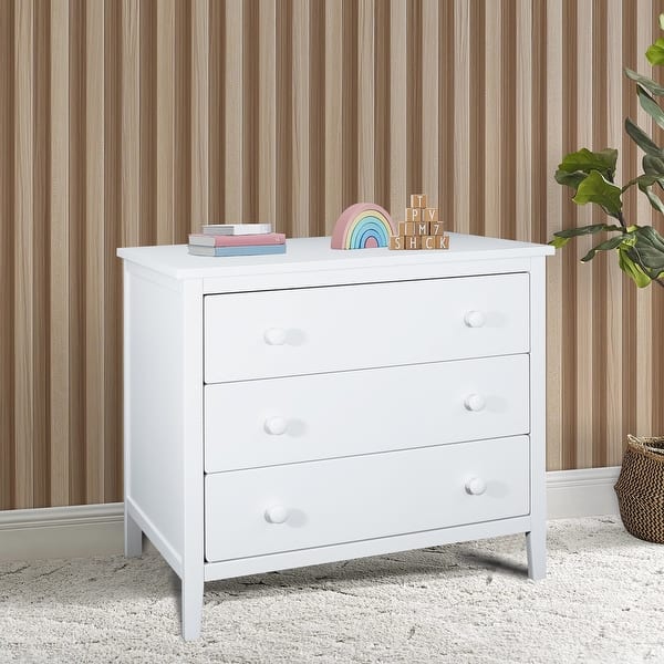 White Stylish and Durable Solid Wood 3 Drawer Dresser with Smooth Glides,  Upgrade Your Bedroom Storage Today - Bed Bath & Beyond - 38354386