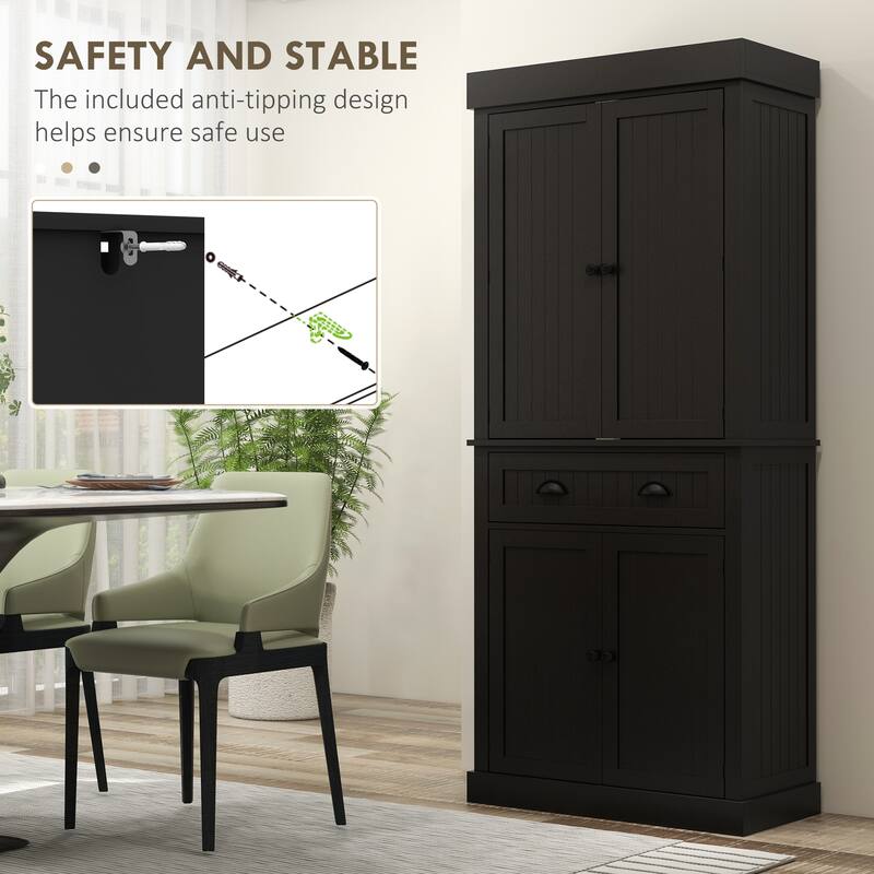 HOMCOM 71" Kitchen Pantry Cabinet with Motion Sensor Light, Tall Storage Cabinet with 6 Door Shelves