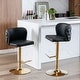 preview thumbnail 31 of 47, Modern PU Upholstered Bar Stools Set of 2, Adjustable Seat Height Swivel Bar Chair, Tufted Backrest Rivet Decorative Bar Stool Black