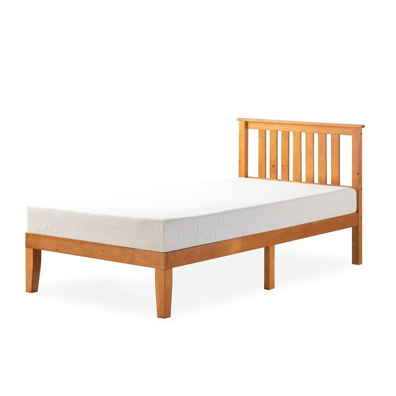 Solid Wood Platform Bed with Paneled Headboard Multiple Colors