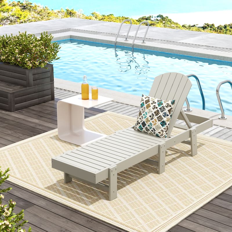 Polytrends Altura Armless Poly Eco-Friendly All Weather Reclining Chaise Lounge - Sand
