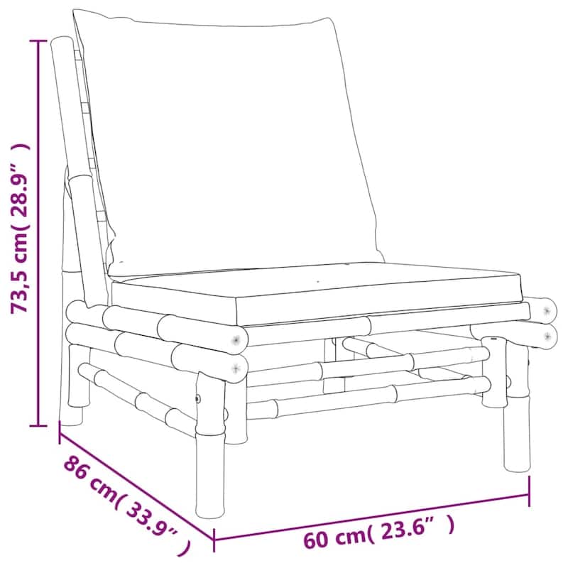 vidaXL 3/4/5 Piece Patio Lounge Set with Dark Gray Cushions Bamboo - 39.4" x 21.7" x 13"