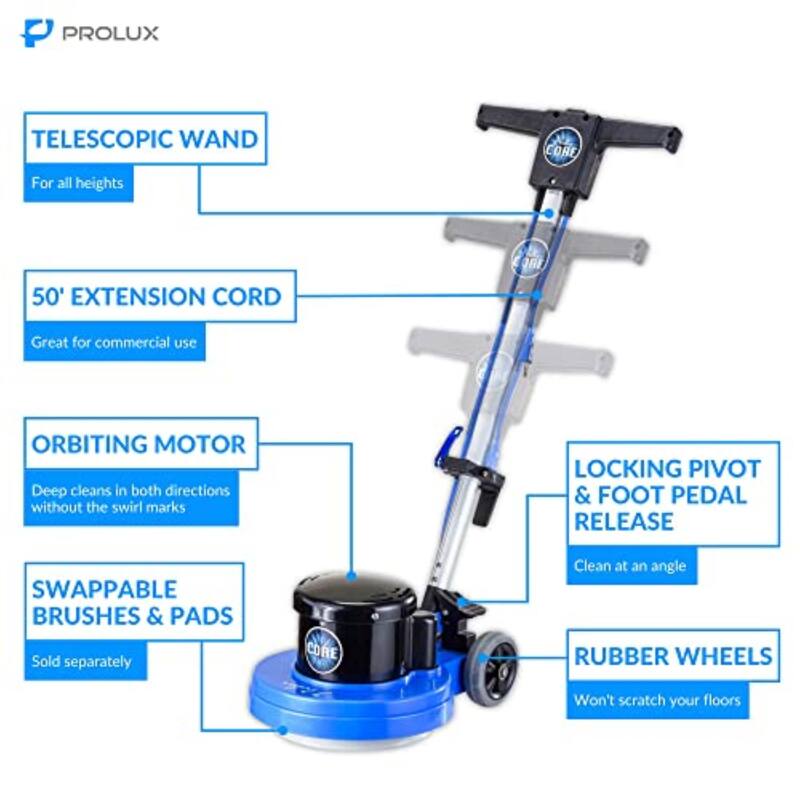 Prolux Core 13" Heavy Duty Single Pad Commercial Polisher Floor Buffer Machine Scrubber - Blue - 29 x 84