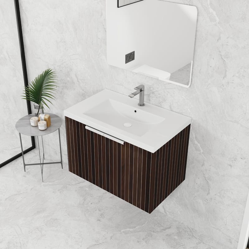 BNK 24"/30"/36" Single Sink Bathroom Vanity with Soft Close Door, Modern Floating Vanity