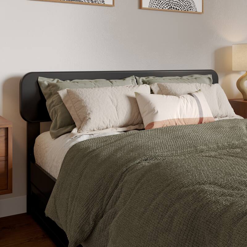 Florence Solid Wood Headboard - Black - Full