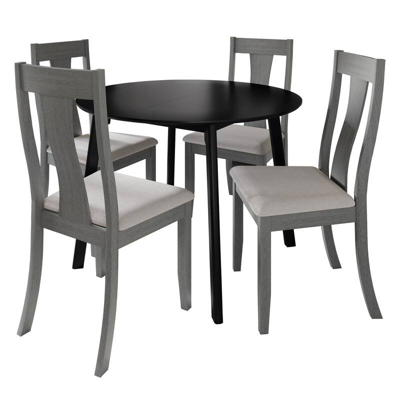 CraftPorch Vintage 4-Piece Chair and Round Table Wooden Dining Set