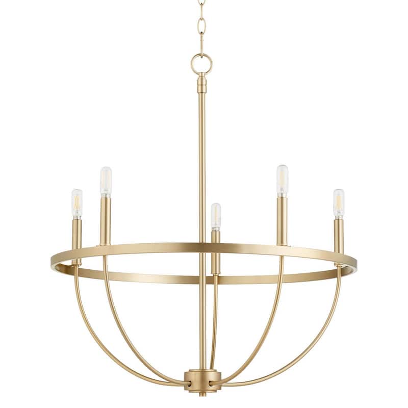 Quorum International 6374-5 Tribute 5 Light 28" Wide Ring Chandelier - Aged Brass
