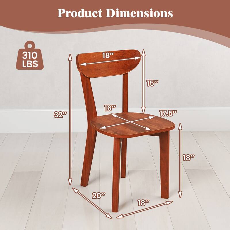 Gymax Solid Wood Dining Chair Set of 4 w/ Curved Backrest & Rubber