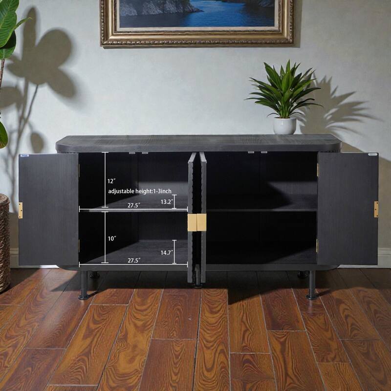 Modern Accent Storage Cabinet with 4 Doors, Sideboard Buffet Cabinet with Adjustable Shelves for Entryway Living Room