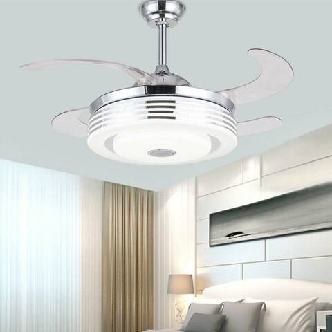 42 Inch Fan Light Silver Ring Bluetooth with Remote Control - 42 Inches