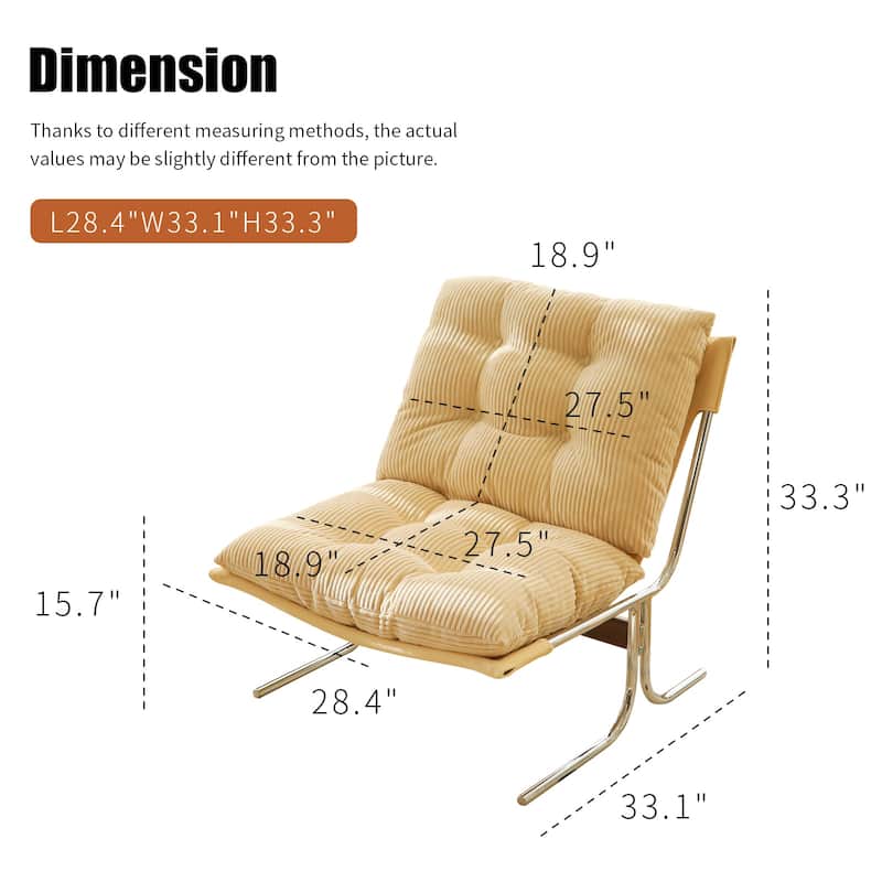 Modern Upholstered Accent Chair with Chrome Metal Frame for Living Room & Office
