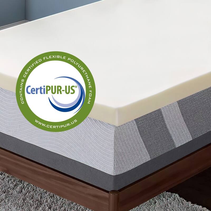 Onetan,1",2" & 3" Foam Topper, Adds Comfort to Mattress. - White