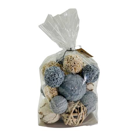 Mixed Texture Orbs Bag Large 18pc Silver Natural - 4"