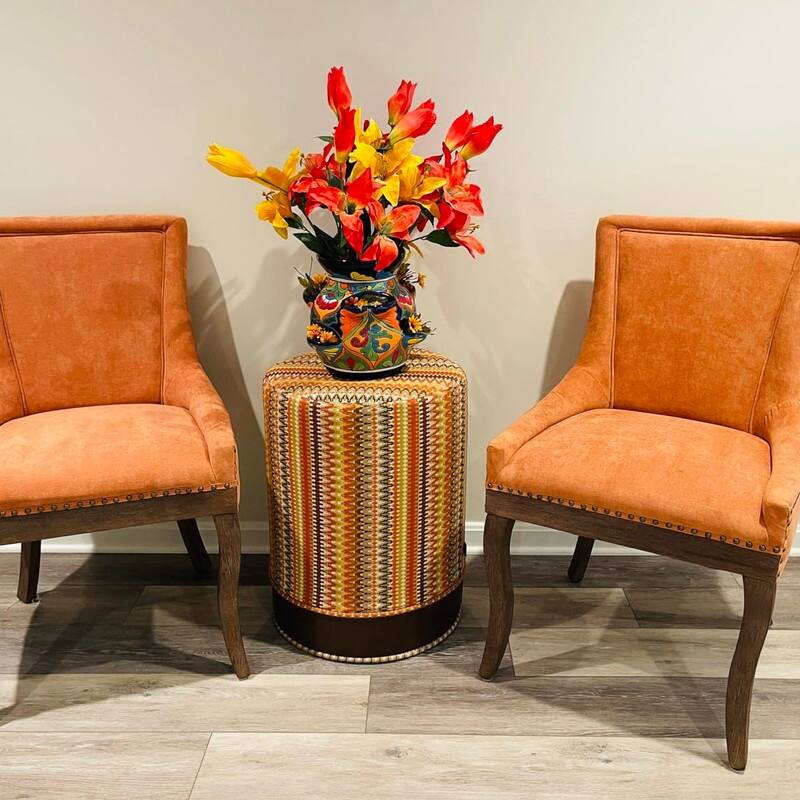Ultra Side Dining Chair With Bronze nail head Set of 2 - Orange