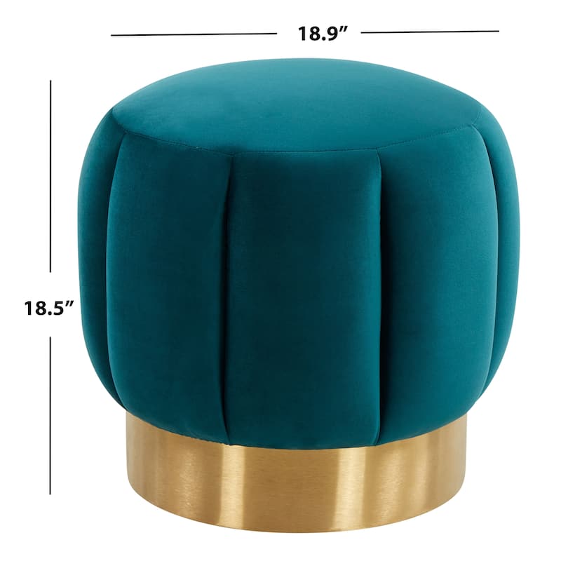 SAFAVIEH Couture Altje Channel Tufted Ottoman - 18.9" W x 18.9" L x 18.5" H - 19Wx19Dx19H