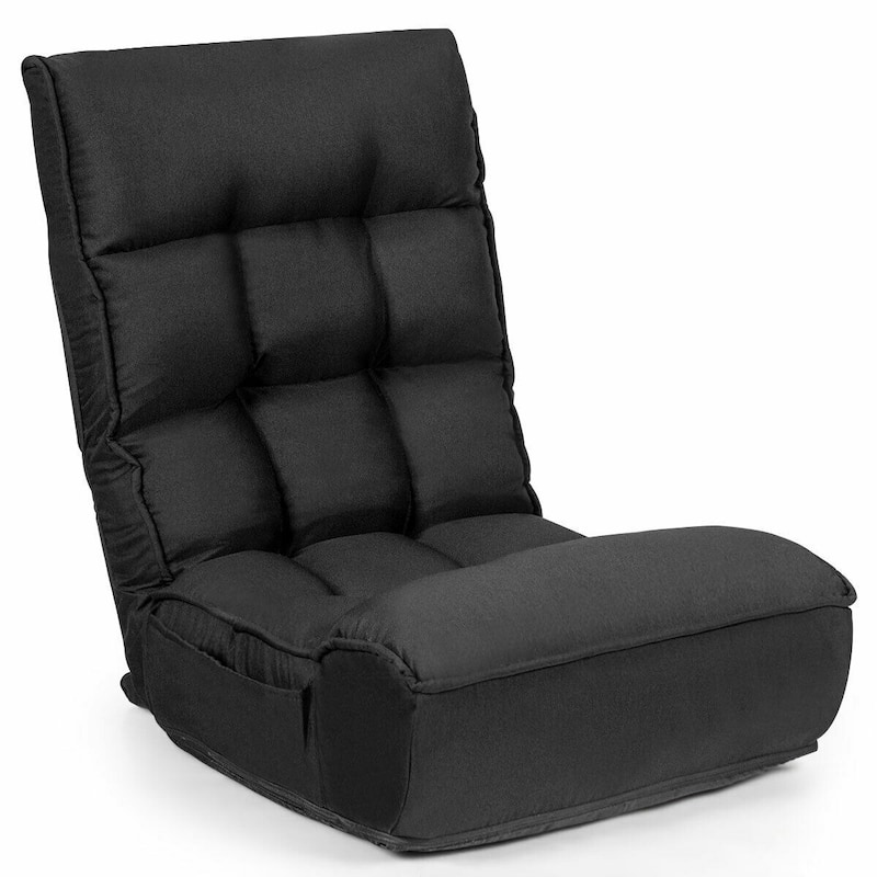 4-Position Adjustable Floor Chair Folding Lazy Sofa - 24" x 26" x 31" (L x W x H)