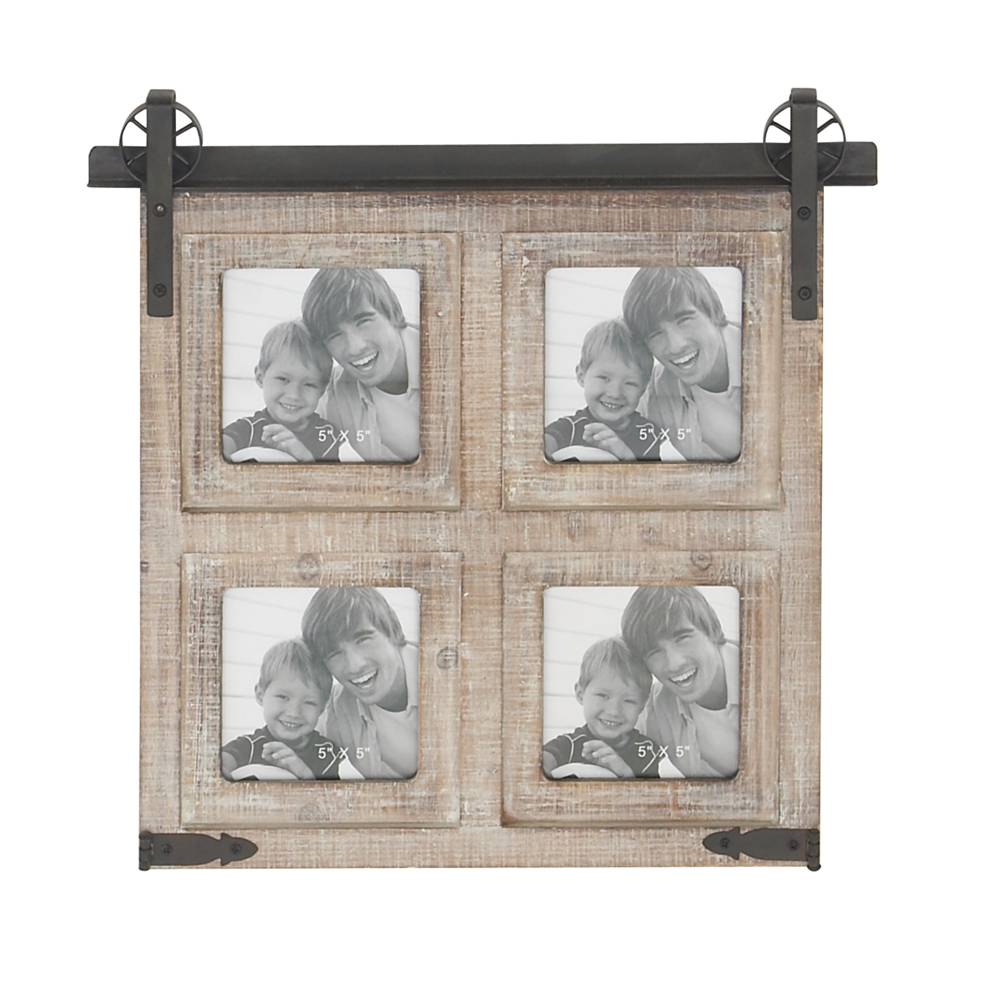 Barnyard Designs 4x6 or 5x7 Collage Picture Frames, 4 Photo openings w/Mat for Multiple Pictures, Distressed Rustic Wood Farmhouse Frame for Wall, Whi