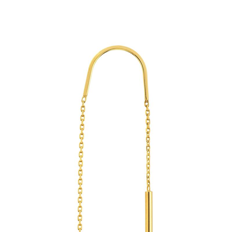 Curata 14k Yellow Gold High Polish Stick Bar Threader Earrings