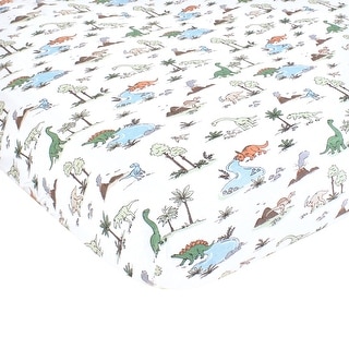 Hudson Baby Infant Boy Cotton Fitted Crib Sheet, Dinosaur Adventures, One Size - Dinosaur Adventures - One Size