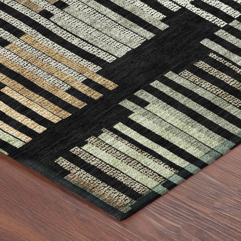 Machine Washable Indoor/ Outdoor Modern Pines Chantille Rug