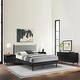 preview thumbnail 11 of 47, Artemio Black or Walnut Wood 4 Piece Bedroom Set with Grey Upholstered Headboard Black - Queen