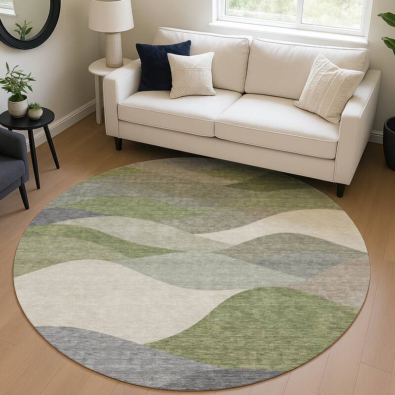 Machine Washable Indoor/ Outdoor Modern Horizon Chantille Rug