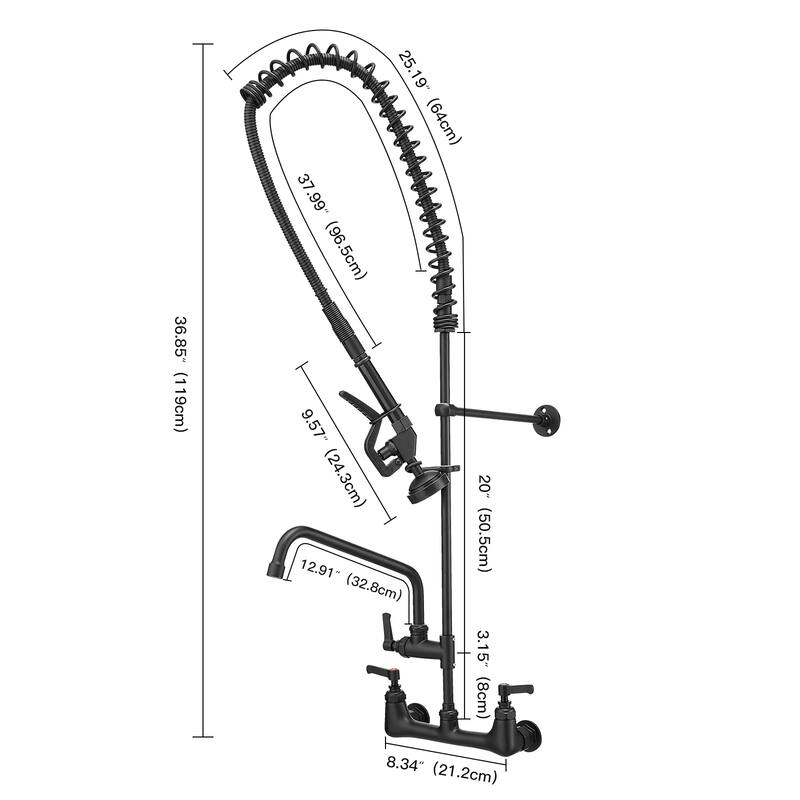 WIZ Commercial Restaurant Wall Mount Kitchen Faucet