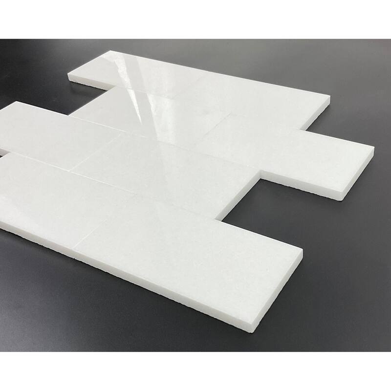 Thassos White Polished 3 x 6 Subway Wall and Floor Tiles - 1 Case (8 Sq/Ft)