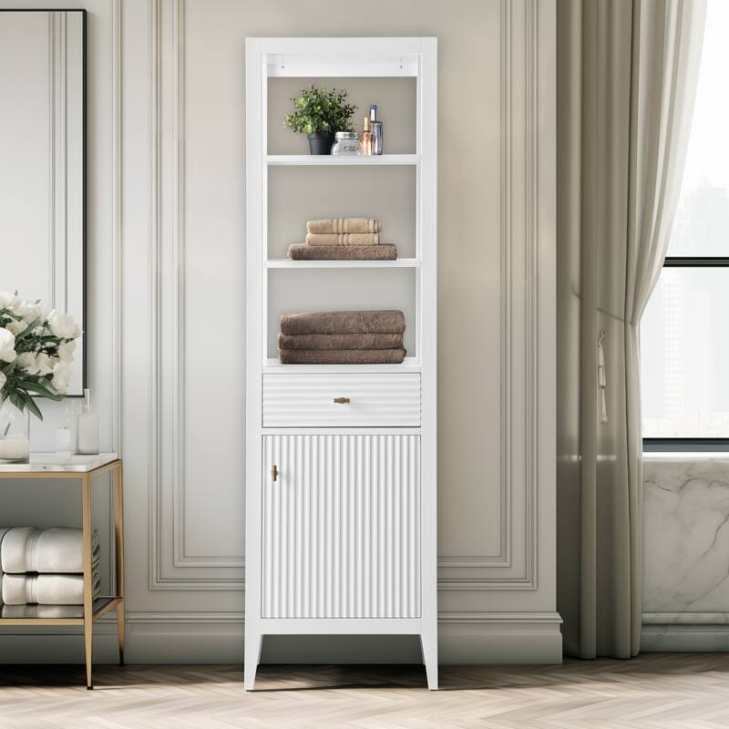 Vanity Art 72" Tall Tower Bathroom Linen Cabinet with Soft Close Door and Drawer